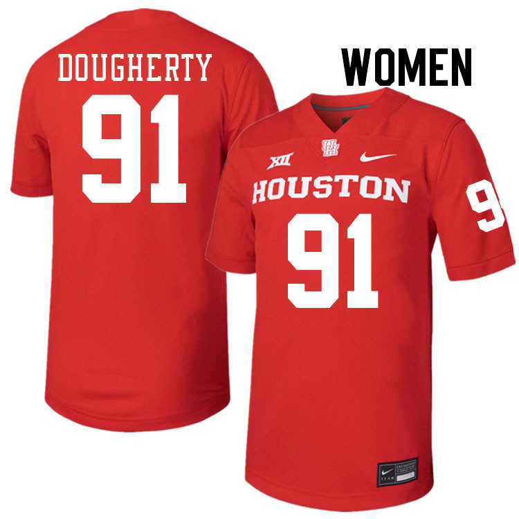 Women #91 Liam Dougherty Houston Cougars College Football Jerseys Stitched-Red